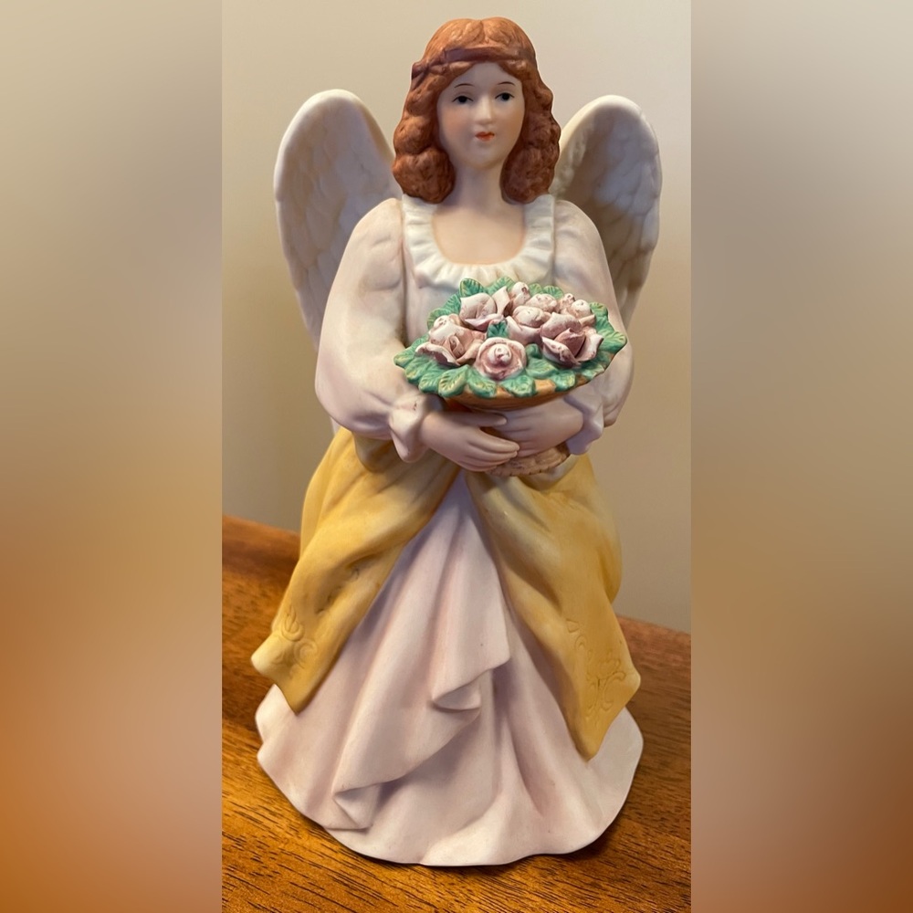Angel Figurine with Yellow and Pink Accents